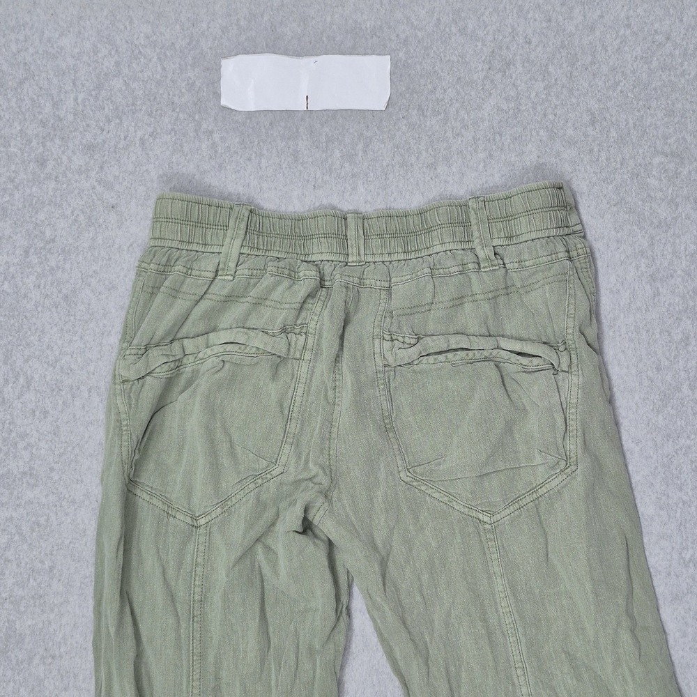 Free People Women Pants S Green Cotton Linen Big Hit Slouch Beach Coastal - Picture 12 of 12